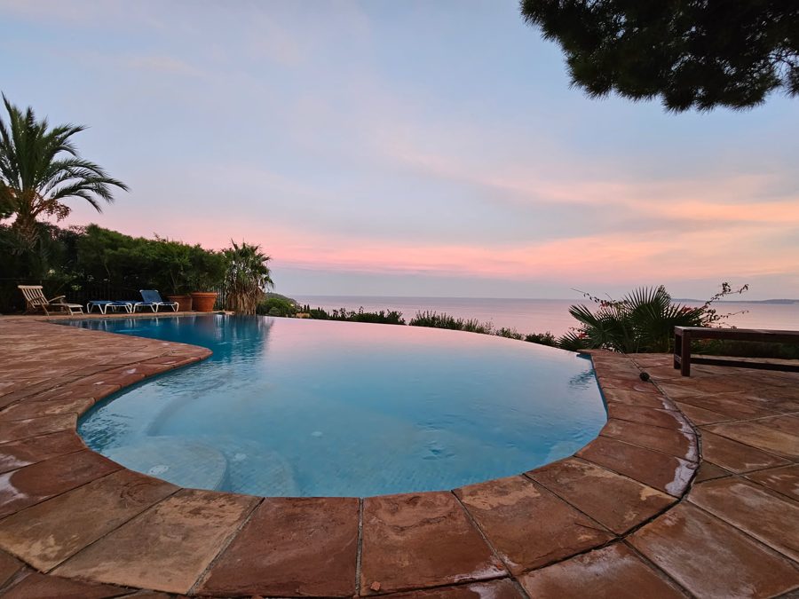 Sunset over the pool